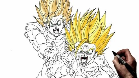 How To Draw Goku & Gohan (Kamehameha) Step By Step Dragonbal