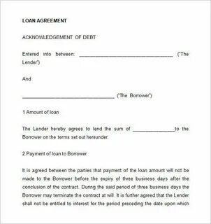Sample Loan Agreement Between Two Parties Contract template,