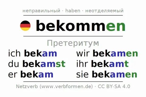 bekommen, Претеритум, Претеритум bekommen.