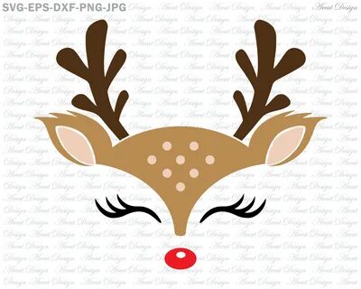 Cute Reindeer Face Svg - Layered SVG Cut File - Download All