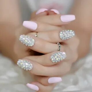"Allison" Crystal Bling Coffin Nails Ballerina Nails in 2019