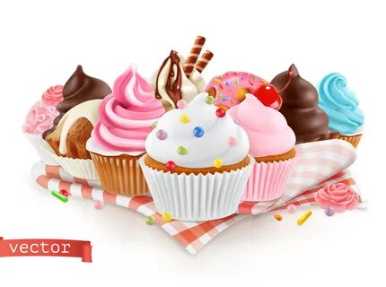 Realistic Ice Cream Cup Cake Vector free download