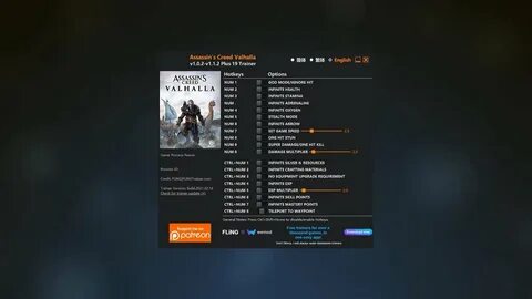 Assassin's Creed: Valhalla - Trainer +19 v1.0.2-v1.1.0 FLING