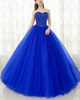 Royal Blue Sweetheart Beading Ball Gown Prom Dress Corset Fo
