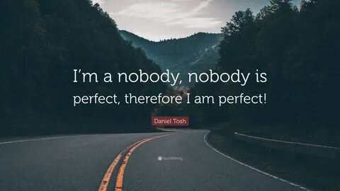 Daniel Tosh Quote: "I’m a nobody, nobody is perfect, therefo
