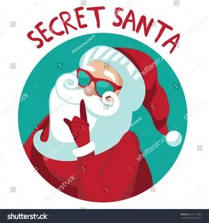 Cartoon Secret Santa Christmas Illustration Santa: стоковая 