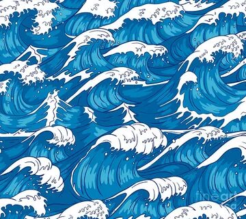 Japanese Sea Waves Pattern Digital Art by Noirty Designs Fin