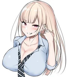 Safebooru - 1girl bangs blonde hair blunt bangs blush breast