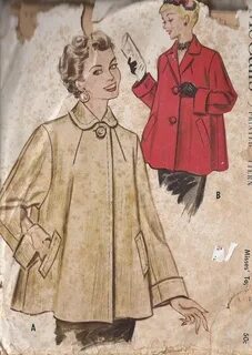 Vintage 1953 Misses Short Swing Coat Pattern Two Styles Etsy