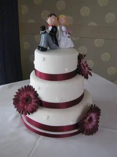 3 Tier Ivory And Burgundy Wedding Cake - CakeCentral.com