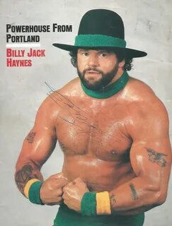 Photo of Billy Jack Haynes from the back of a WWF program. B