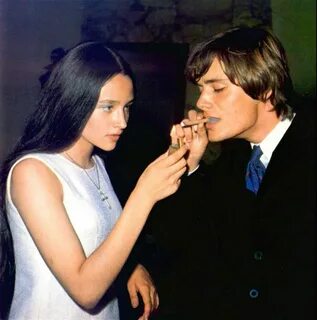 Olivia Hussey and Leonard Whiting during the filming of Rome