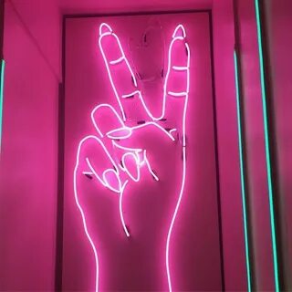 Neon peace sign, pink neon Pink tumblr aesthetic, Neon wallp