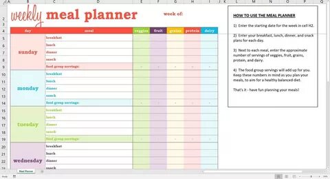 Weekly Meal Planner - Excel Template- Savvy Spreadsheets