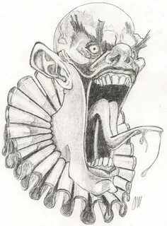 evil clown by cagedspirit on deviantART Scary clown drawing,