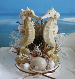 Seahorse Wedding Cake Topper -Seashell Starfish Wedding Cake