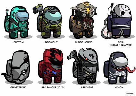 Among Us - custom skins by Fiqllency on DeviantArt Drawing s
