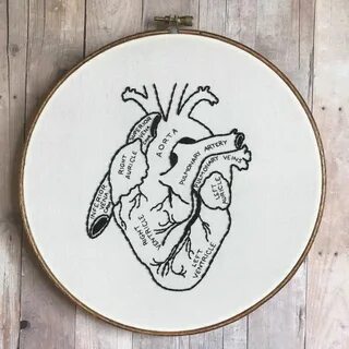 ANATOMICAL HEART hand embroidery Embroidery hearts, Hand emb