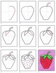 Easy How to Draw a Strawberry Tutorial Strawberry art, Straw