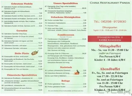 China-Restaurant Panda ▷ in Biebesheim am Rhein - Öffnungsze