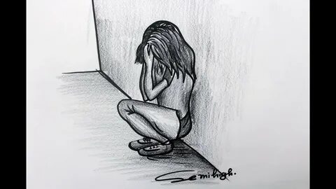 Person On Their Knees Crying Drawing - Draw-e