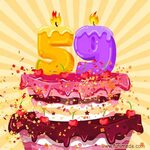 Hand Drawn 59th Birthday Cake Greeting Card (Animated Loop G