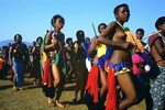 Zulu girls attend Umhlanga, the annual Reed Dance festival o