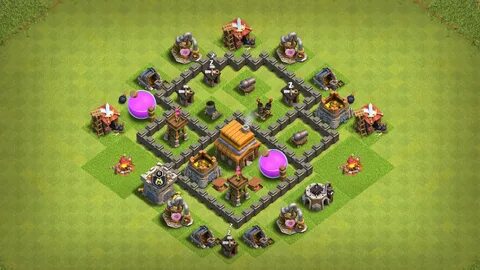 TH4 Hybrid Base Layout with Base Copy Link Town hall 4, Clsh