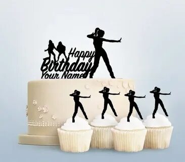 Happy Birthday Hip Hop Female Dance Acrylic Toppers for Part