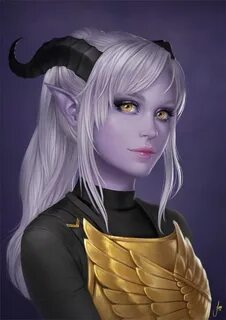 f Tiefling Cleric Med Armor Character portraits, Tiefling fe