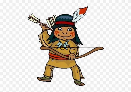 Native American With Bow And Arrow - Cartoon Image Of Indian