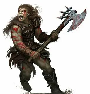 Orc Barbarian - Pathfinder PFRPG DND D&D d20 fantasy Charact
