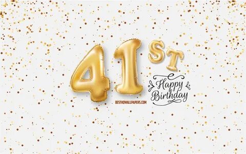 Скачать обои 41st Happy Birthday, 3d balloons letters, Birth