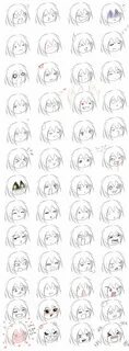 52 anime expressions by Jemstonecat Drawing cartoon faces, D