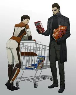 Adam Jensen and Faridah Malik. Shopping time Deus ex mankind