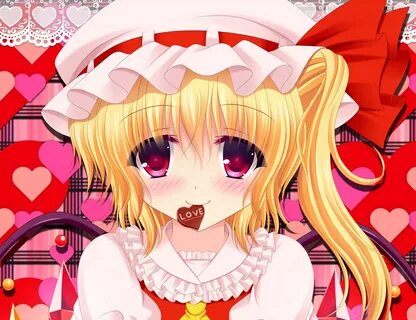 blonde hair blush candy chocolate flandre scarlet red eyes s
