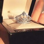 Princess Crown Ring Accent Tiara Rings Stacked Anniversary E