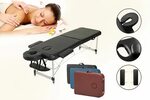 2-Section Black Aluminum 84"L Portable Massage Table Bed w/ 
