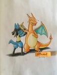Request: Lucario tickling Charizard Pokémon Amino