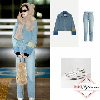 Blackpink Jennie wearing Loewe Cropped Denim Jacket, Alexand