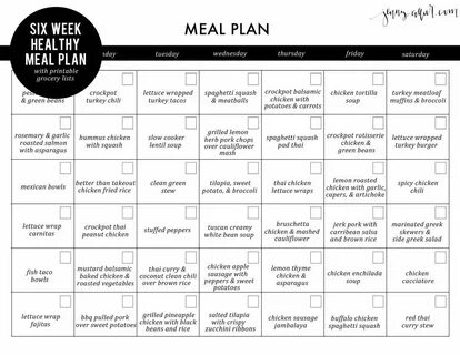 Printable Weekly Weight Loss Female Menu Planner with Grocer
