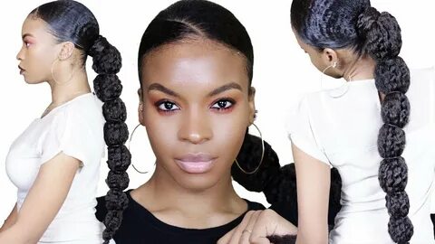 RUBBERBAND BUBBLE PONYTAIL USING MARLEY BRAIDING HAIR NATURA