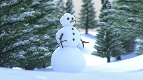 Free Images : snow man, 3d, photo real, pine trees, carrot n