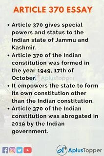 Article 370 of the Indian Constitution Essay Article 370 Essay for Students and 