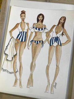 Robyn Lewis, illustrator Swimwear fashion illustration, Biki
