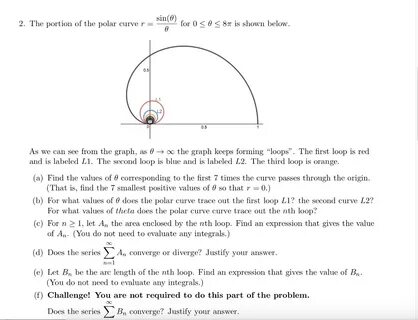 Solved si 2. The portion of the polar curve r for 0 θ 8π Che