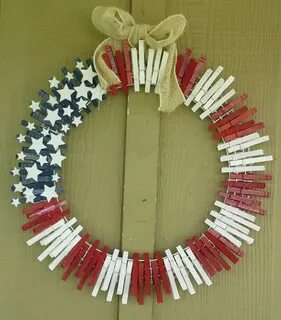 4th of July Clothespin Wreath Флористика, Поделки, Венки