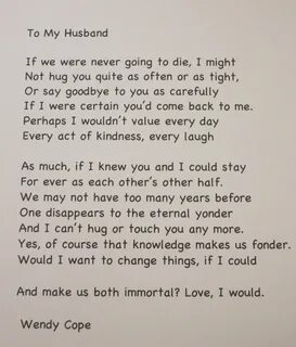 To My Husband Love poems and quotes, Wendy cope poems, Sweet