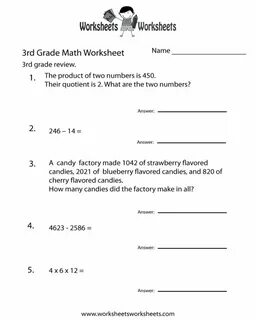 Math Free Printable Worksheets 3rd Grade 3rd grade math work