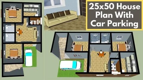 25*50 House Plan With Car Parking 25*50 House Plan 3d 25x50 
